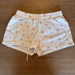 Love Streak White Tan Star Pajama Shorts